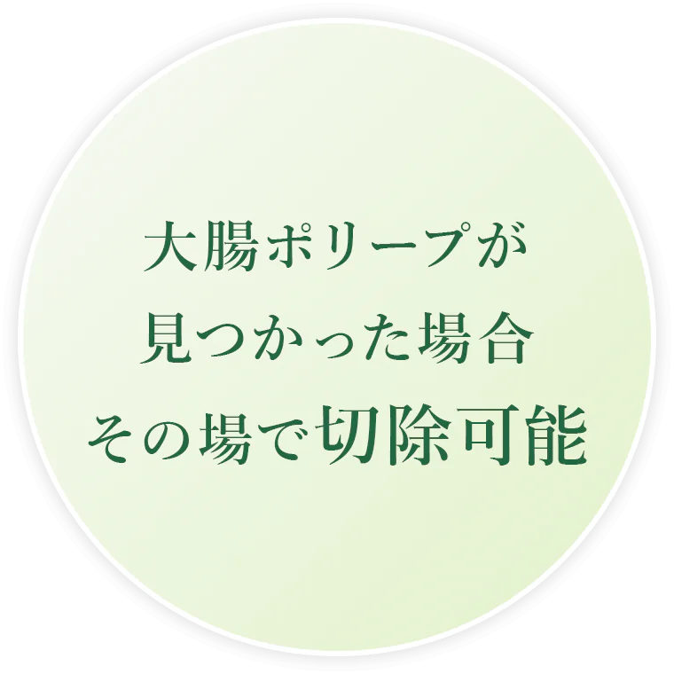 大腸ポリープが 見つかった場合 その場で切除可能